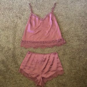 Lacey  satin pajama set.